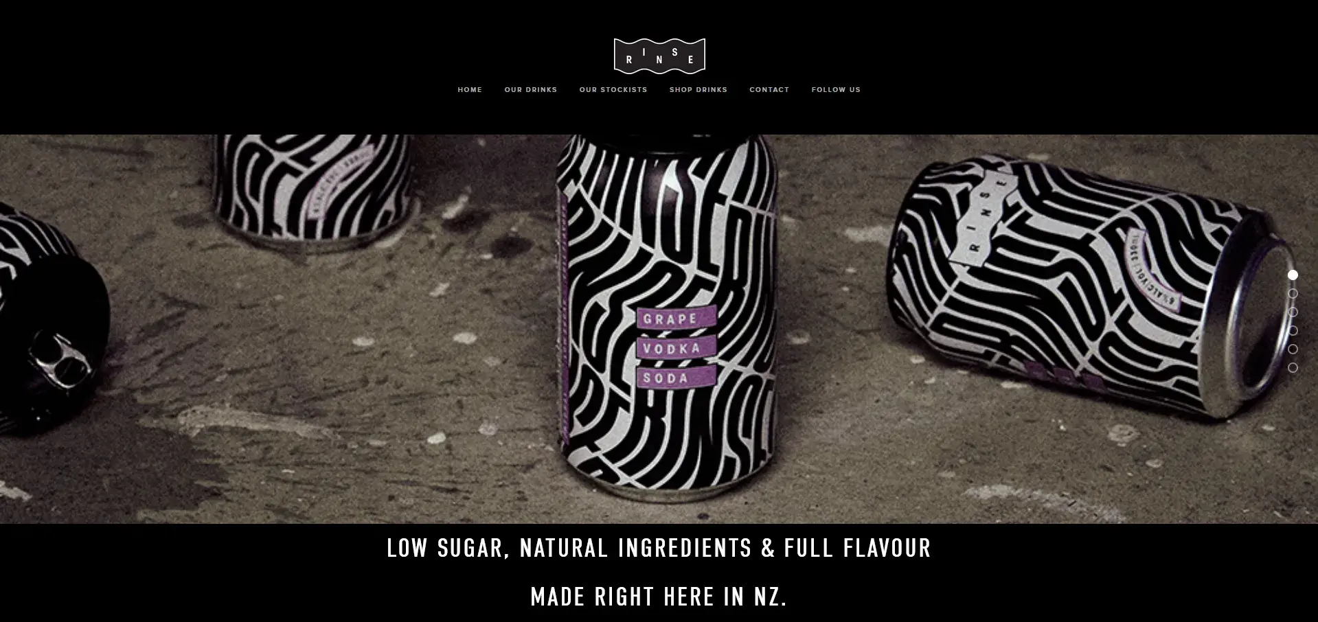 Rinse Vodka Soda website homepage